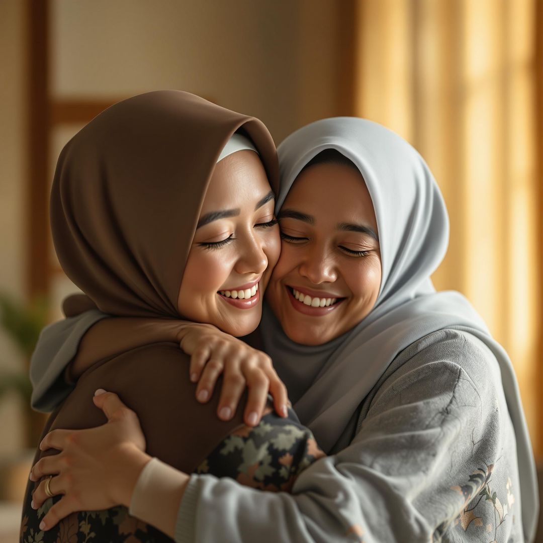 Two women hugging